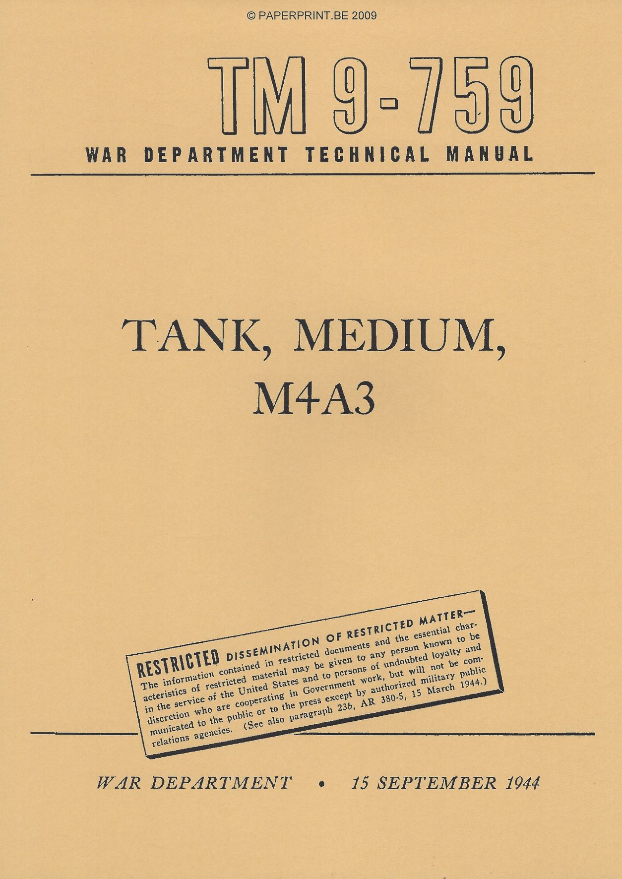 TM 9-759 US TANK, MEDIUM, M4A3